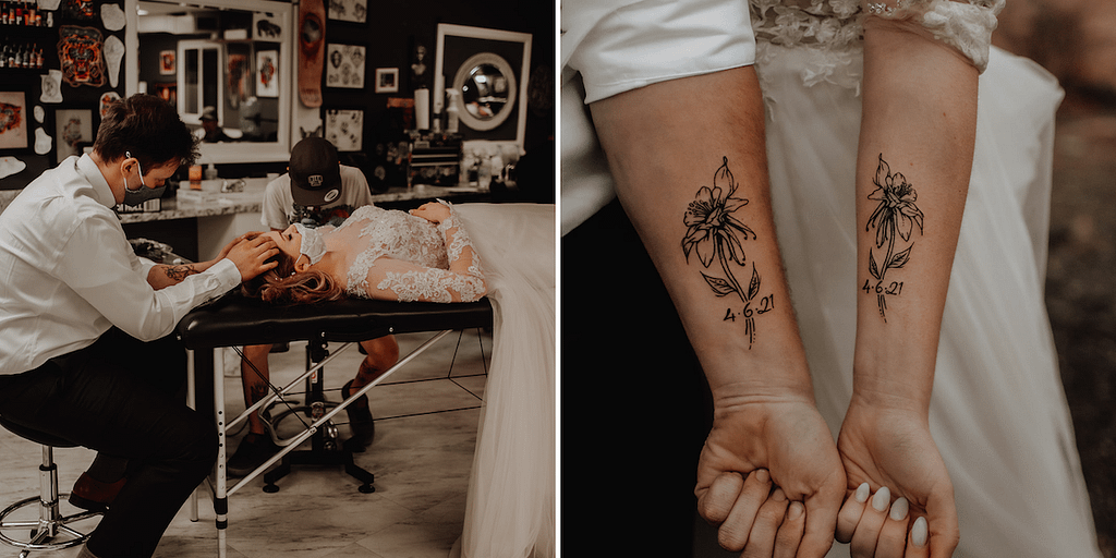 Wedding tattoos with Colorado state flower 