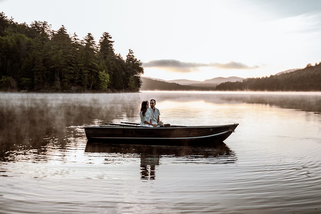 Bride and groom elope on Paradox Lake in upstate NY