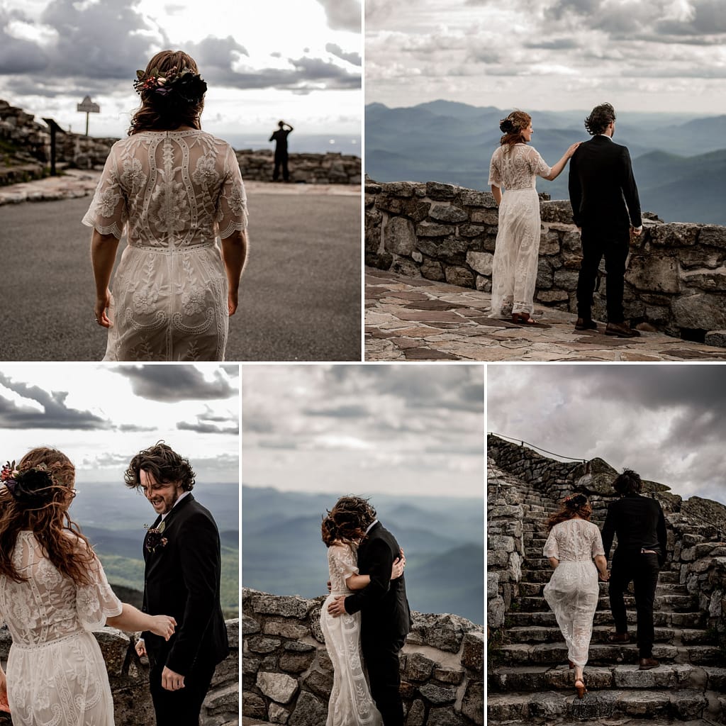 Elopement on Whiteface Mountain, first look photos with bride and groom