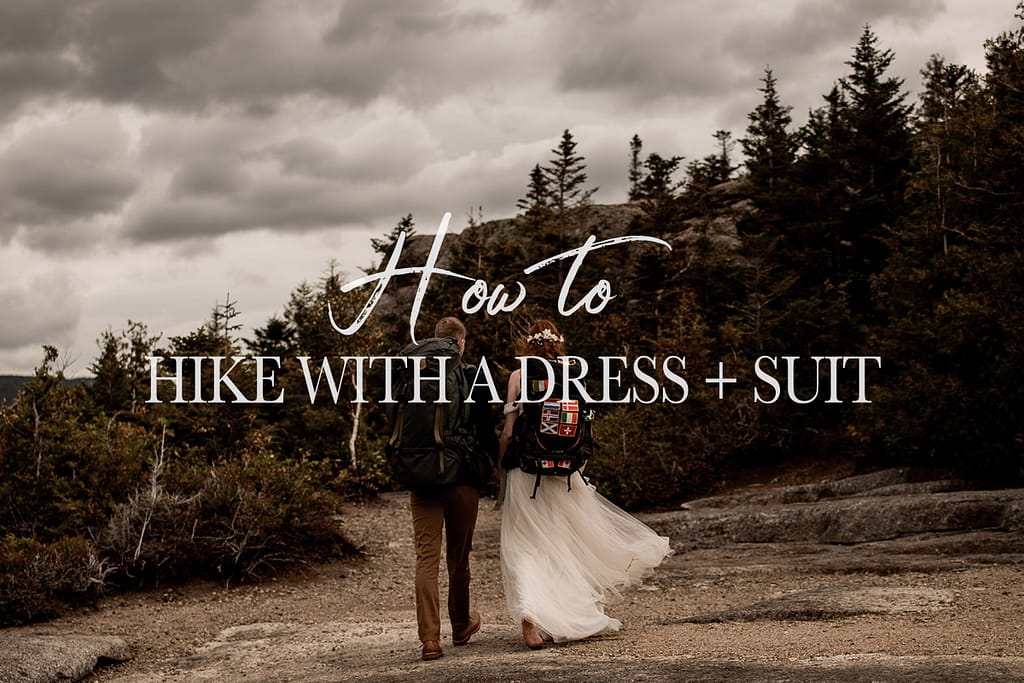 How to hike to a mountain summit with a wedding dress and suit