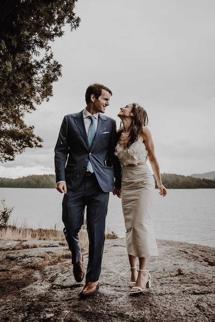 Elopement in Lake Placid, NY on a rainy day