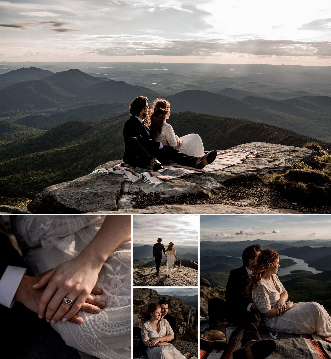Wedding portraits at this mountaintop elopement in the Adirondacks, on Whiteface Mountain